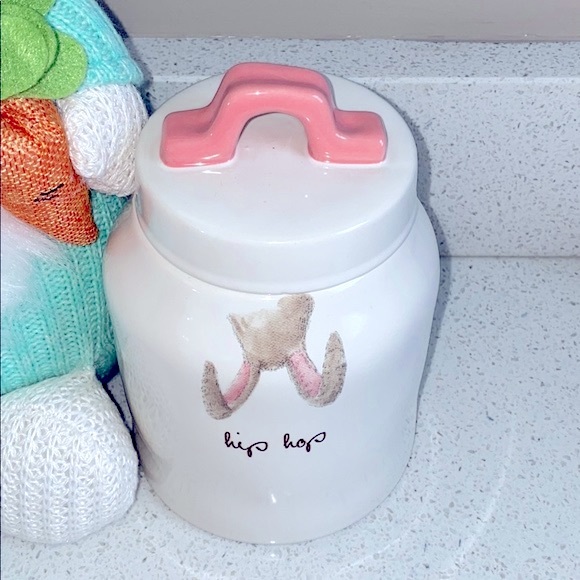 ❗️RAE DUNN HIP HOP BUNNY BABY PINK MODERN FARMHOUSE CANISTER - Picture 2 of 5